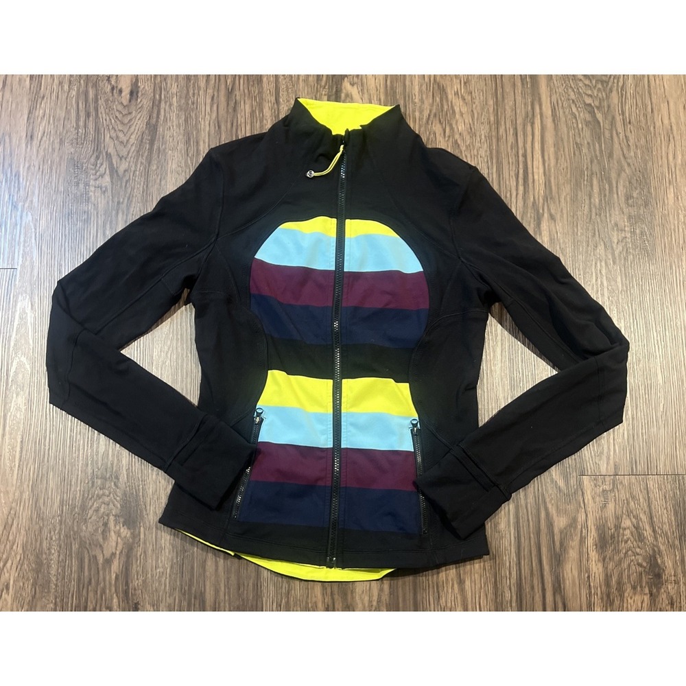 Lululemon Jacket Size 8 Pow Stripe Split Pea/Black READ